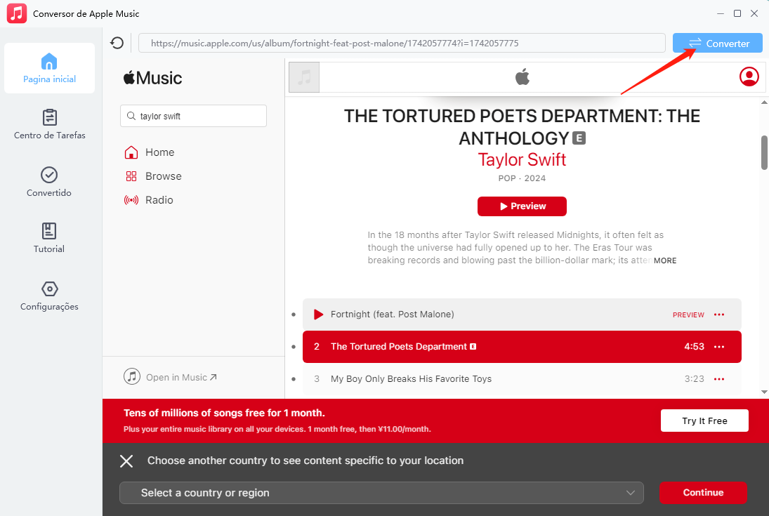  Adicionar músicas para transformar m4a em mp3
