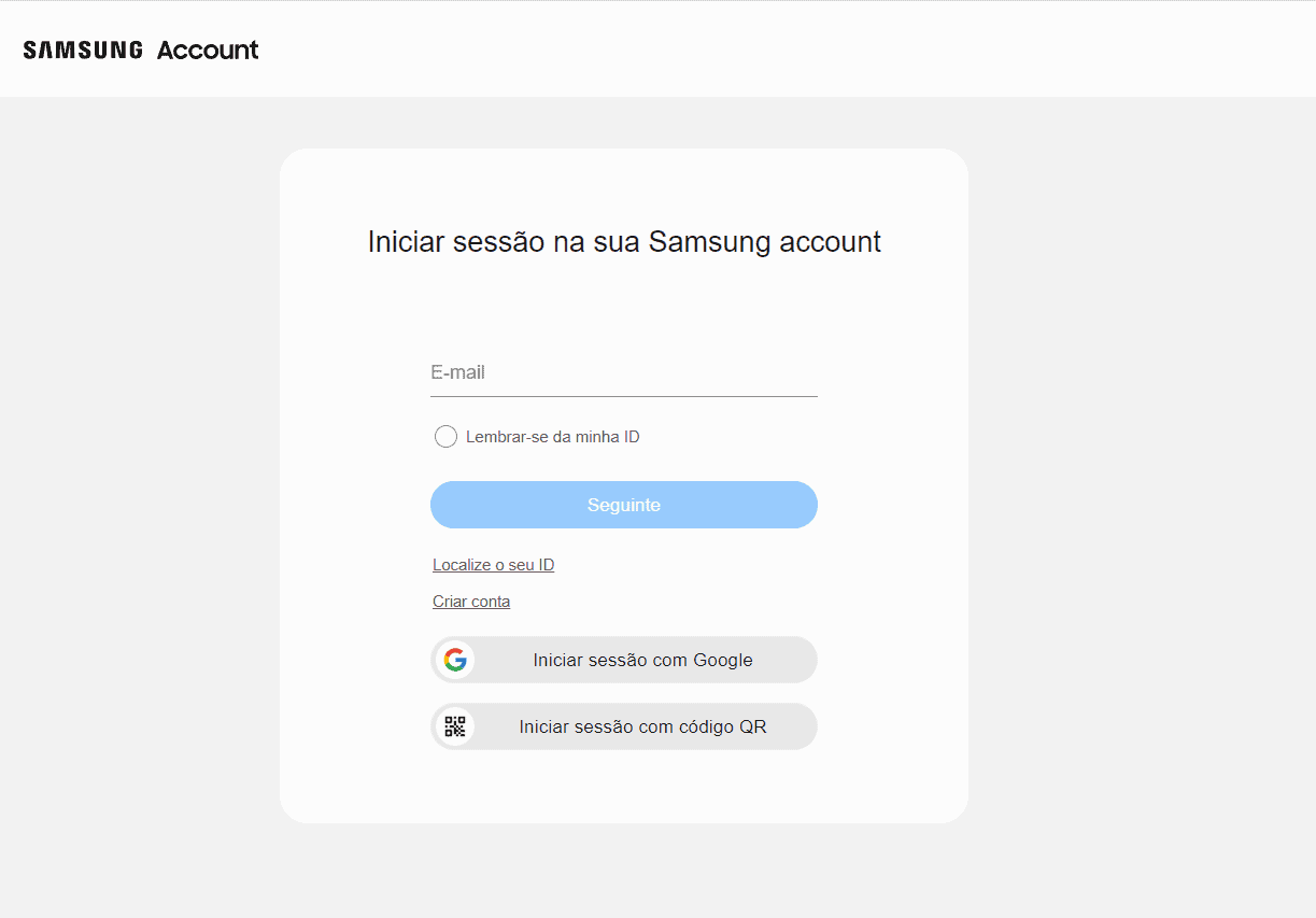 fazer login no find my mobile Samsung