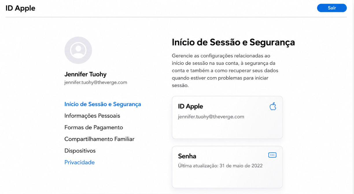 id apple e senha