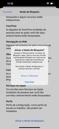 ativar o lockdown mode