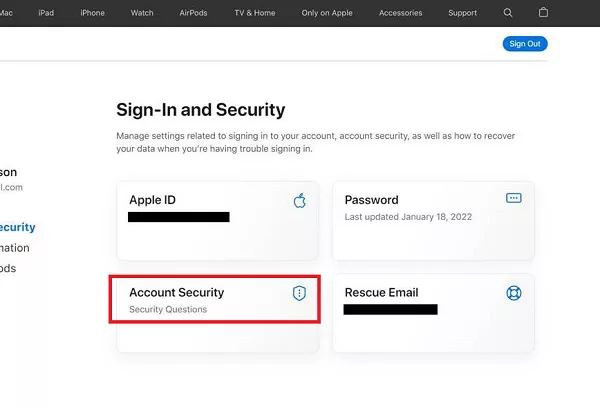 mudar perguntas de segurança apple id
