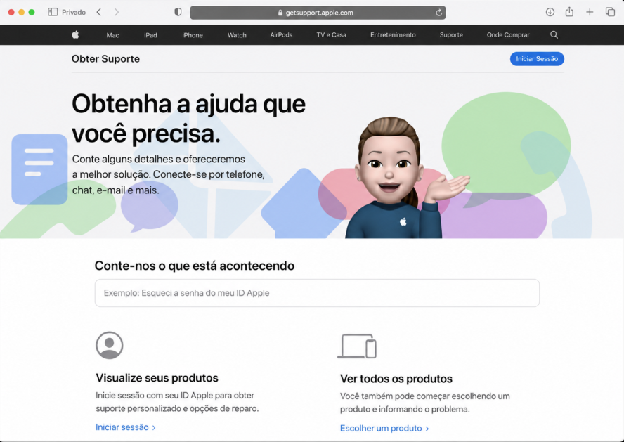 contatar suporte apple