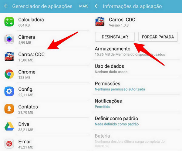 desinstalar app android