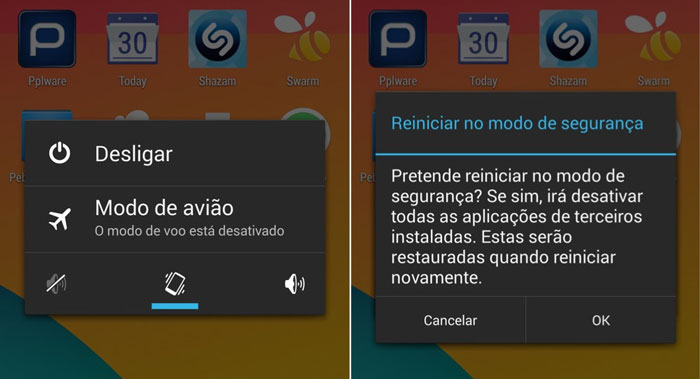 reiniciar samsung no modo de segurança