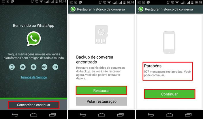 restaurar histórico da conversas do whatsapp android