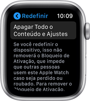 apagar todo o conteúdo e ajustes do apple watch