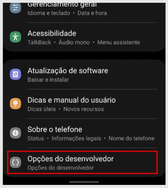 modo desenvolvedor do android