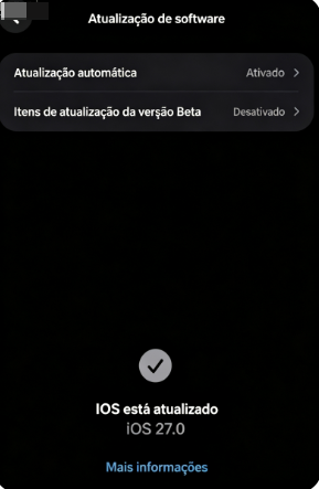 iOS 27 após o download do iOS 26.7 