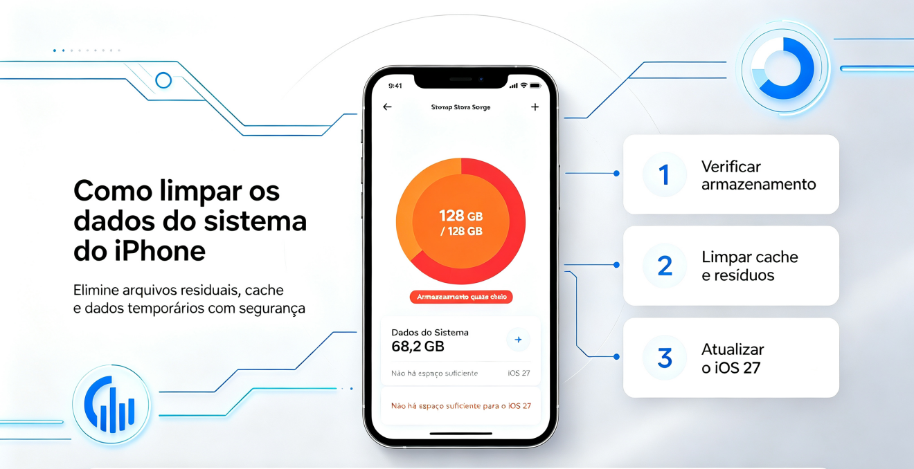 Como limpar os dados do sistema do iPhone 18/17/16