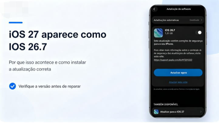 Problemas de atualização da versão oficial do iOS 27