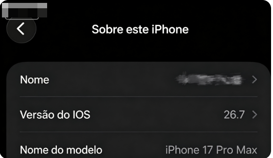 Atualização do iOS 27 concluída, mas ainda em 26.7 