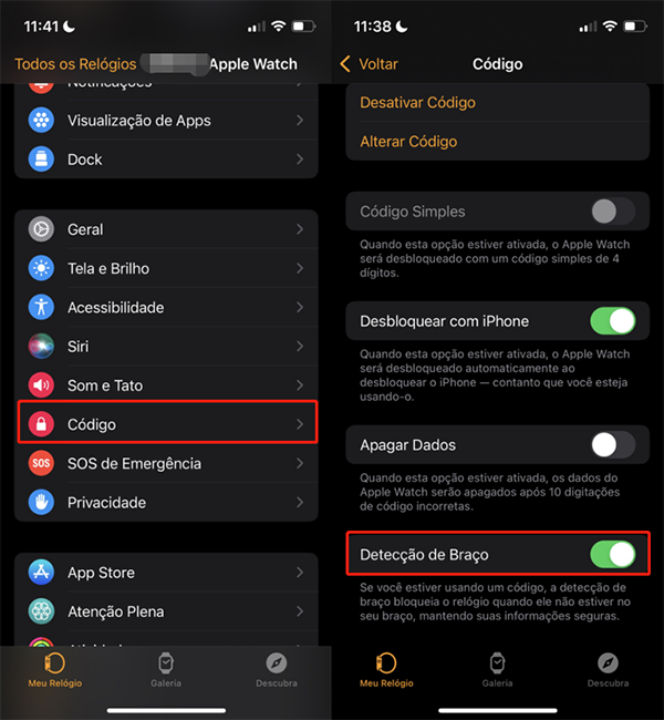 iphone 13 apple watch detecção do braço