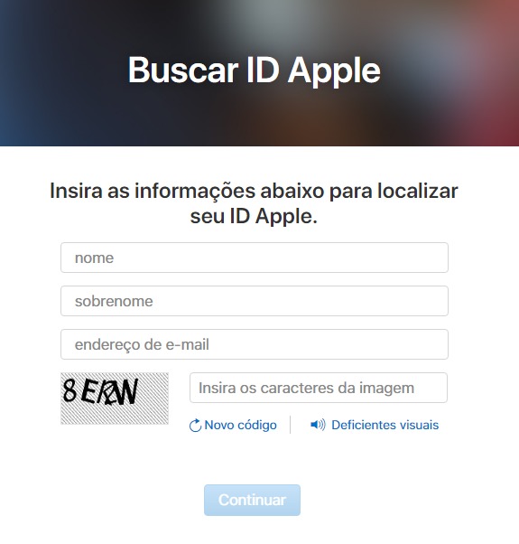 redefinir id apple desativado