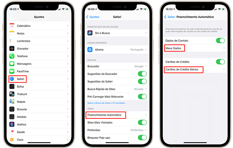 Ative o preenchimento autom~´atico em Safari