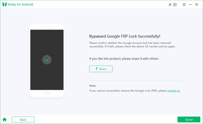 4ukey for android remove google frp lock successfully