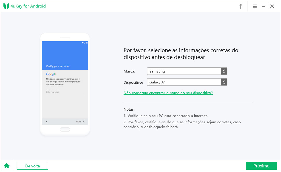 selecione informação do android