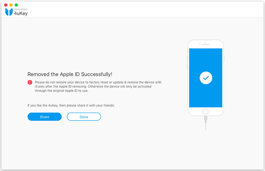guia de remover id apple com 4ukey com sucesso