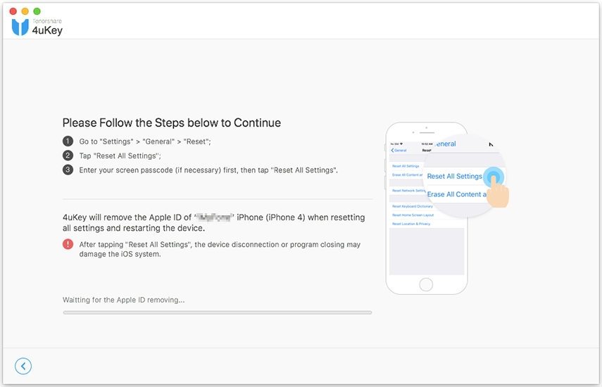 guia de desbloquear id apple com 4uKey cenário 2