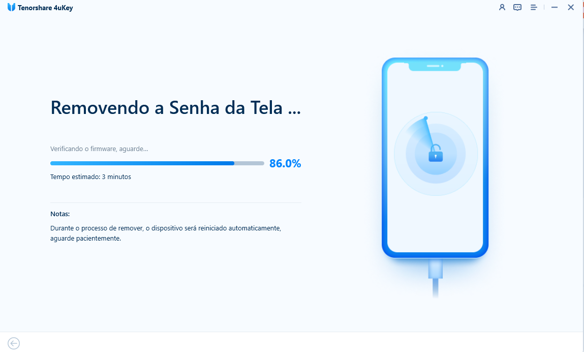 O 4uKey remove automaticamente o código de acesso do iPhone Duo