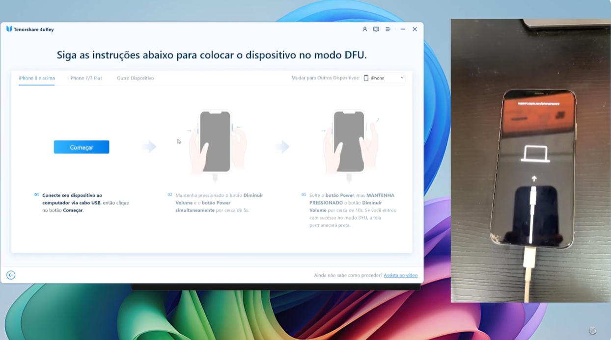 iphone entrando em modo de recuperação