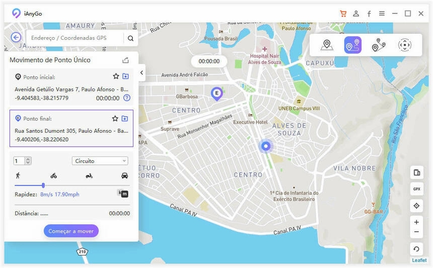 Planejar a rota de dois pontos no mapa