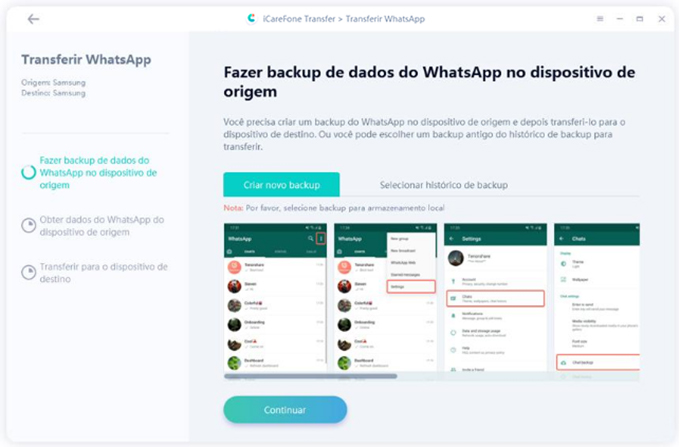fazer backup no origem