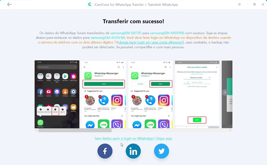 Tenorshare iCareFone Transfer Transferir com sucesso