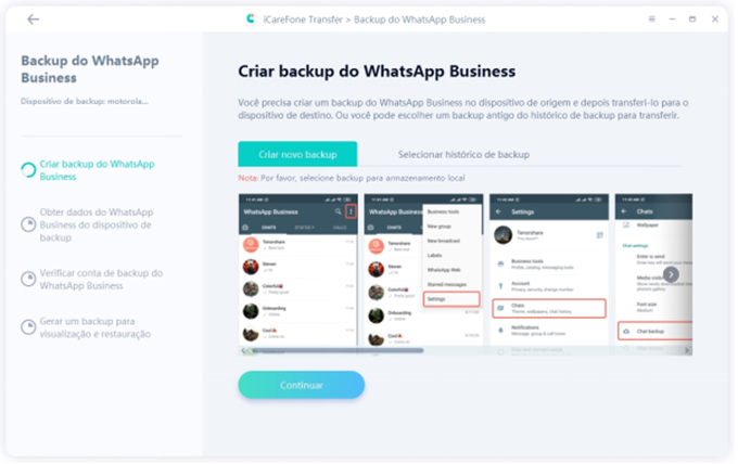 fazendo backup no iCareFone Transfer
