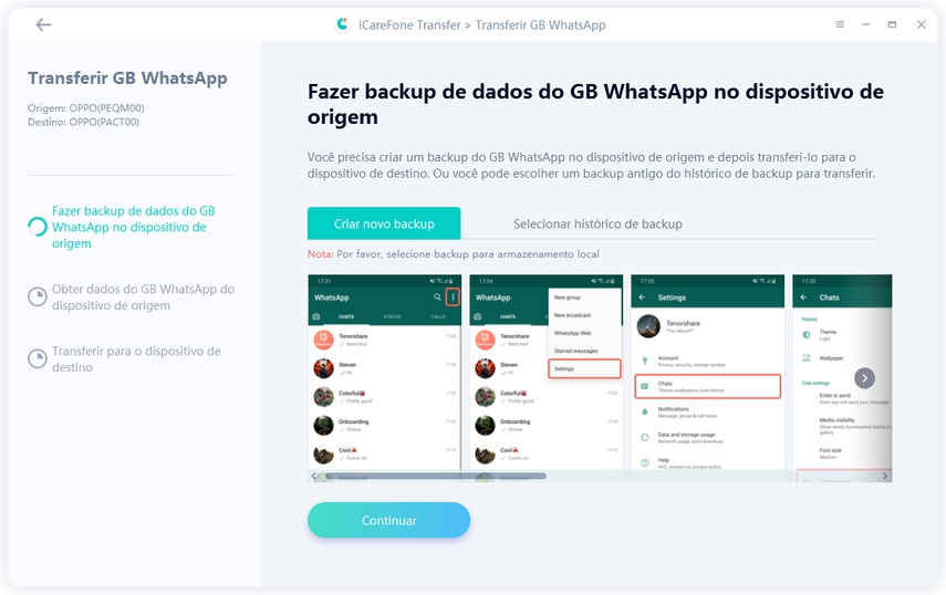 transferir WhatsApp GB do Android para o WhatsApp do Android