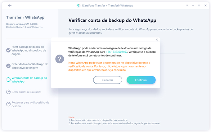 como passar backup do whatsapp android para iphone