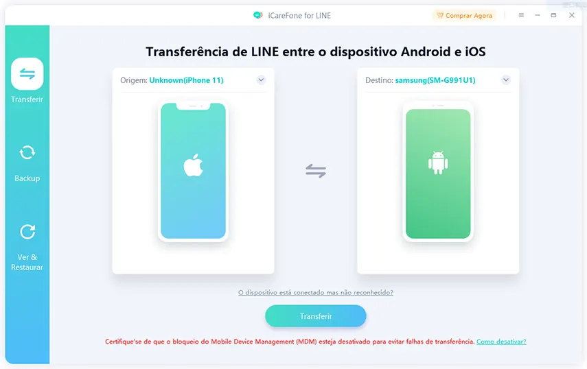 icarefone transfer guide - connect device