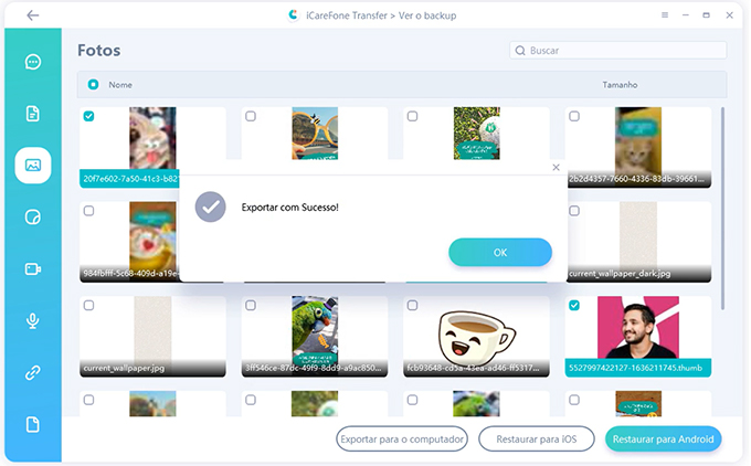 exportar figurinhas do whatsapp no computador via icarefone transfer com sucesso