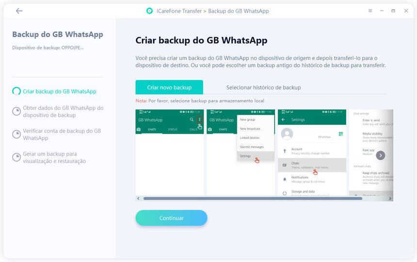 fazer backup e restaurar backup do gbwhatsapp