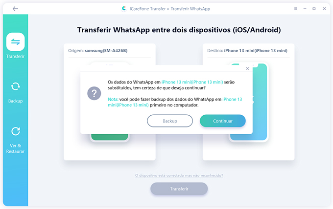 dados do WhatsApp sobrescritos no iOS