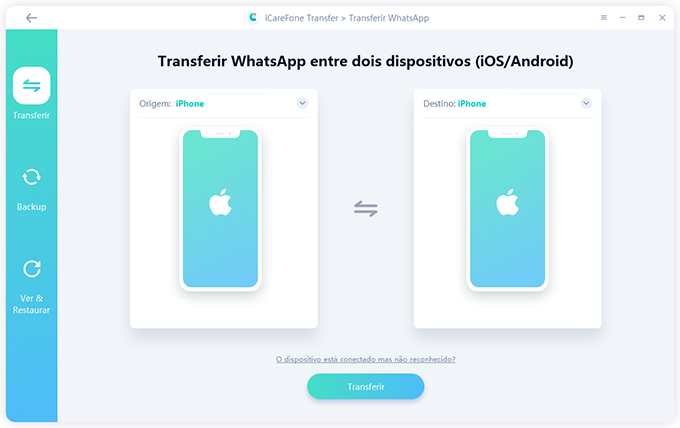 interface do iCareFone Transfer