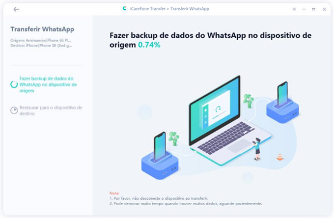 transferir whatsapp iphone para iphone com icarefone guia 3