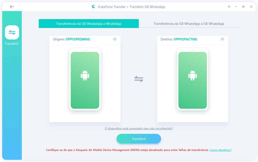 transferir WhatsApp GB do Android para o WhatsApp do Android