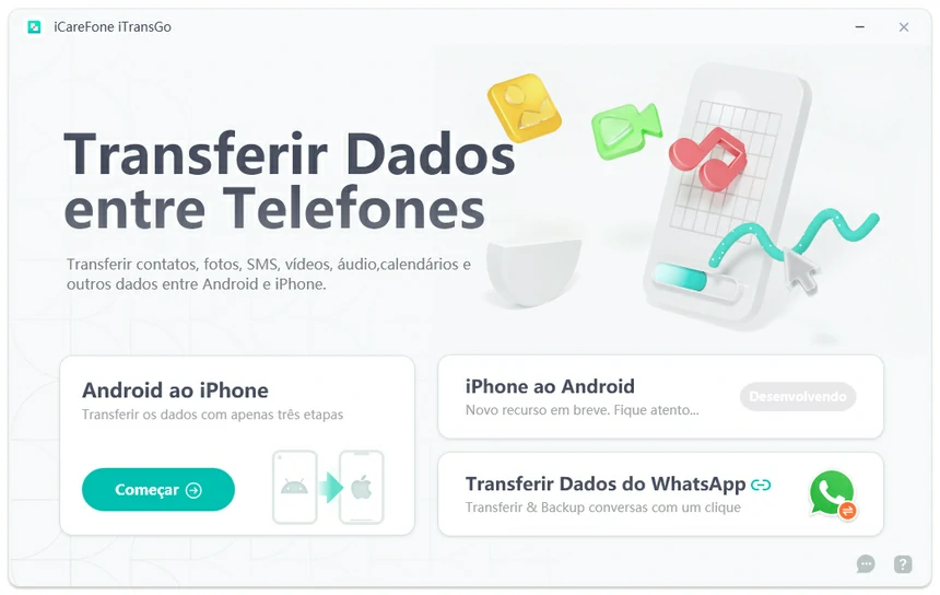 como passar os dados do android para o iphone depois de configurado no icarefone itransgo