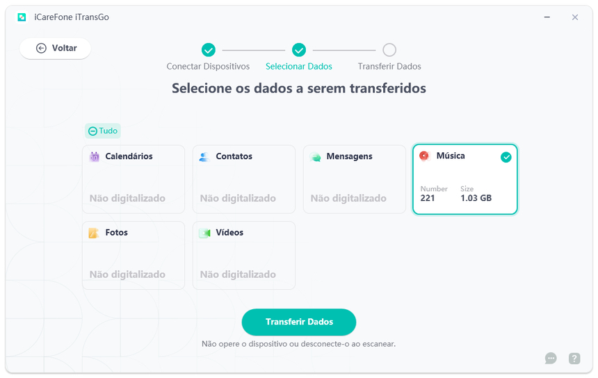 escolhe tipos dos dados ao passar entre o android e o iphone
