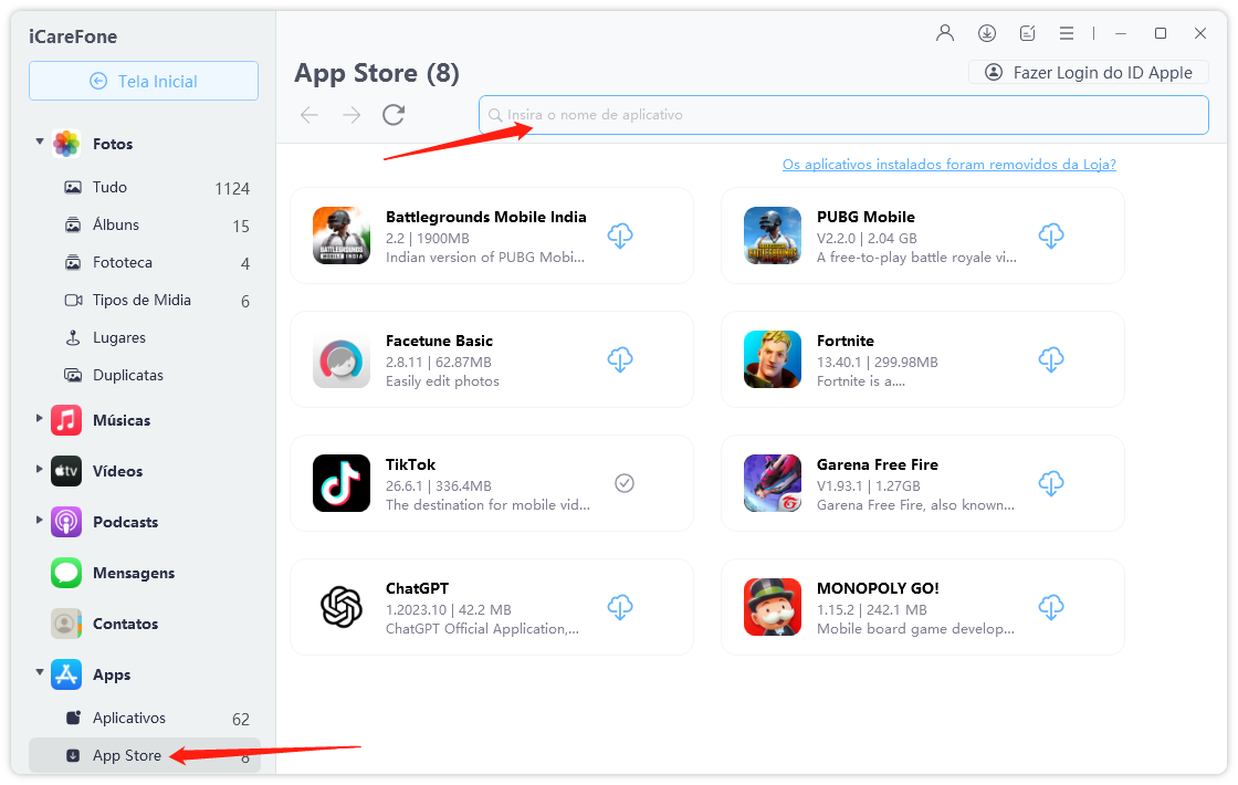 gerenciar dados do iPhone