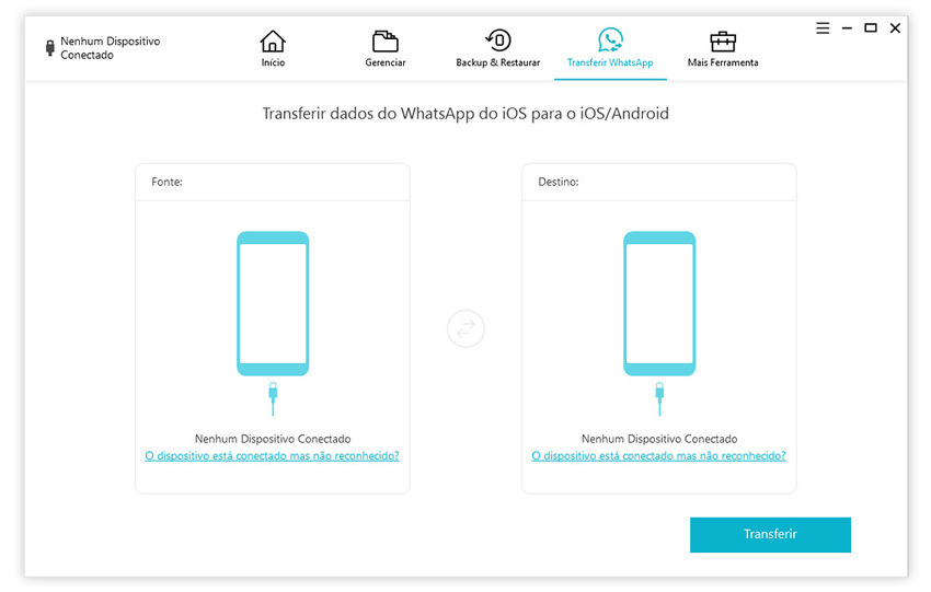 guia de transferir whatsapp iphone para iphone com icarefone etapa 1
