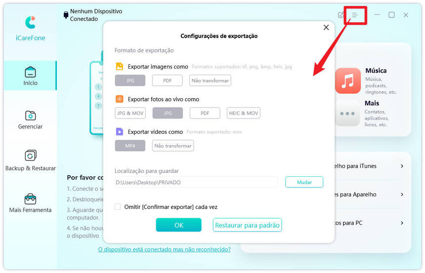 como passar fotos do celular iphone para o cartão de memória
