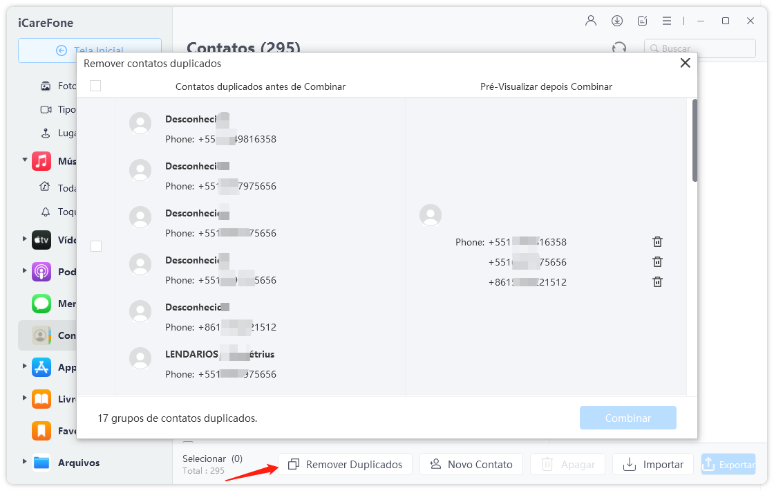 gerenciar dados do iPhone