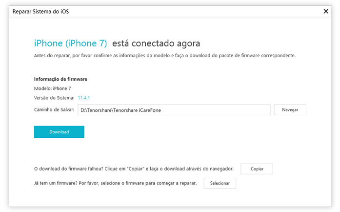 guia de reparar sistema ios com icarefone etapa 2