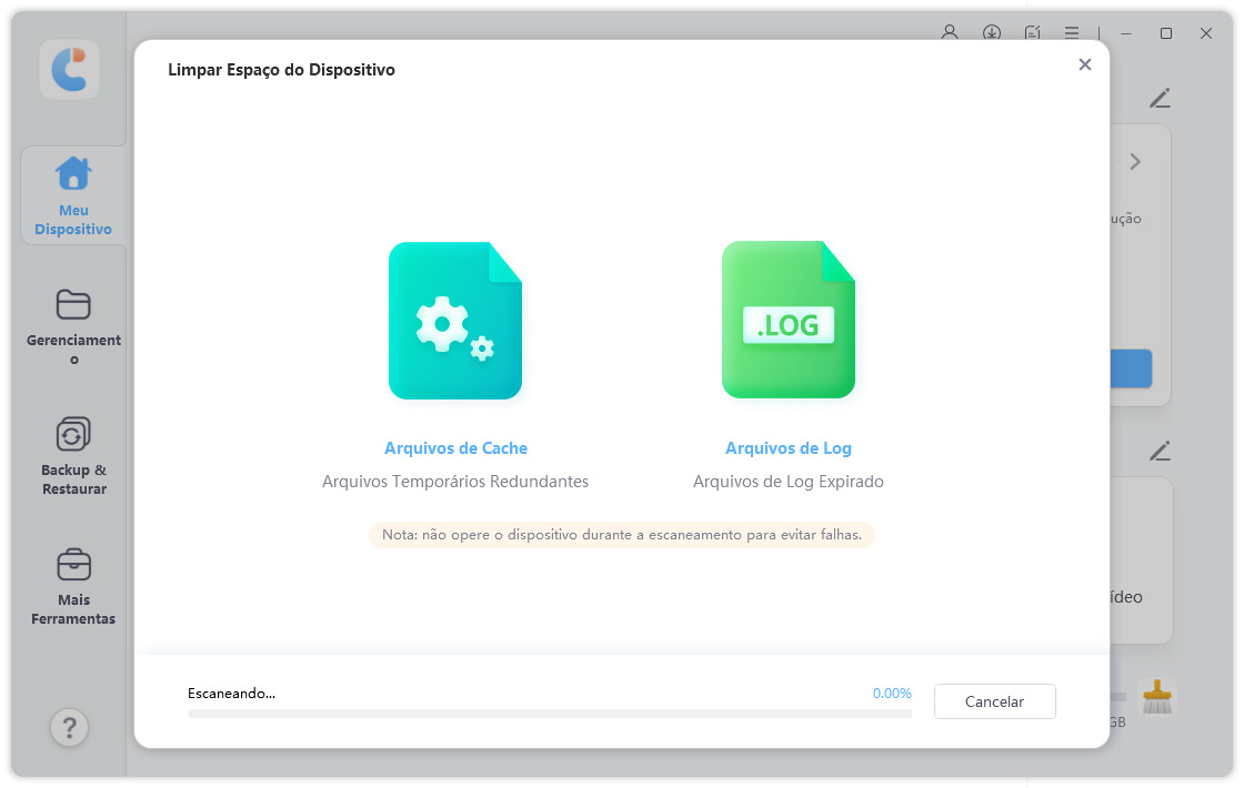 limpar espaço do iPhone ou iPad via icarefone
