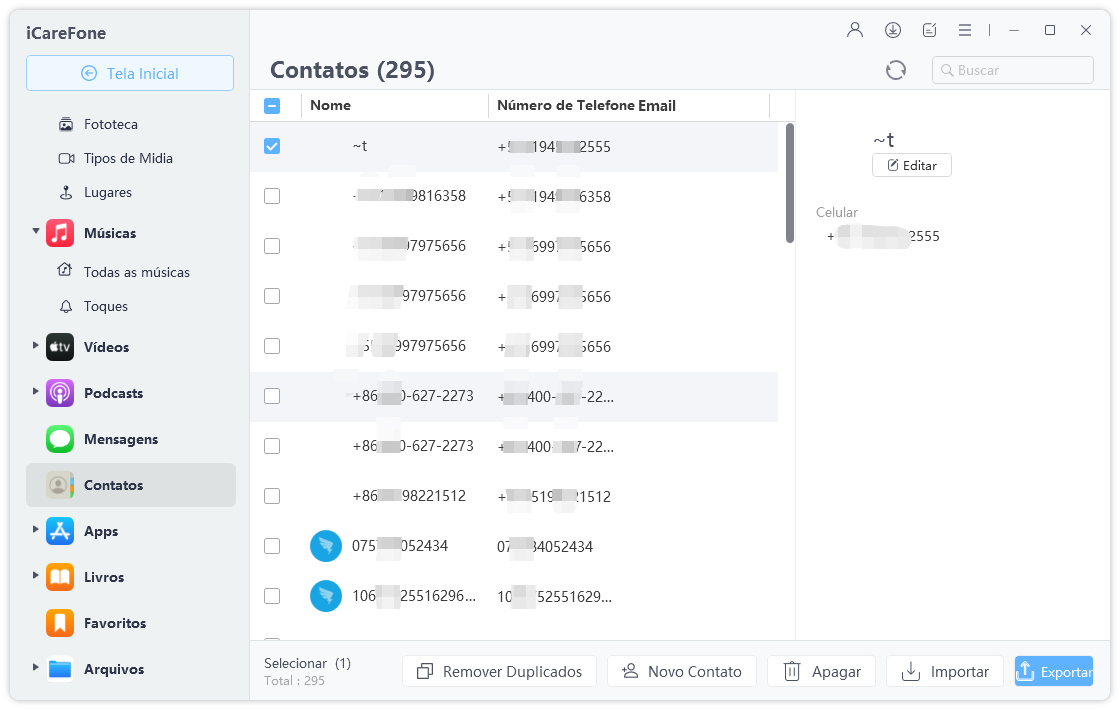gerenciar dados do iPhone