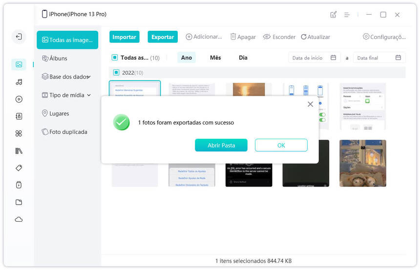 como passar fotos do celular iphone para o cartão de memória
