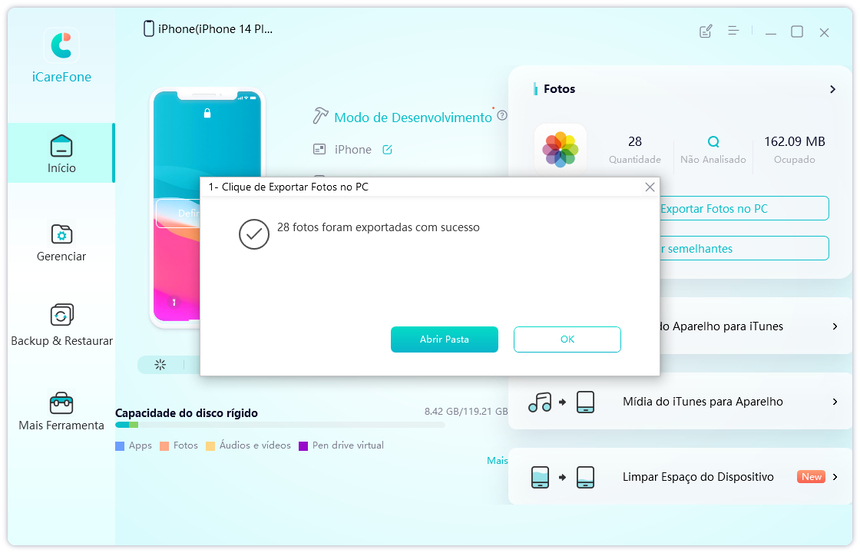 exportar fotos do iphone para pc com sucesso