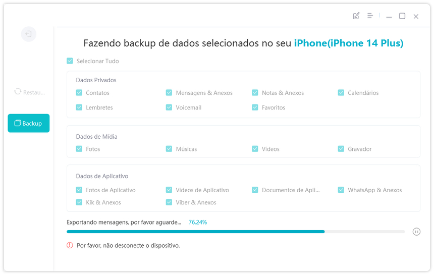 fazer backup do iPhone pelo icarefone