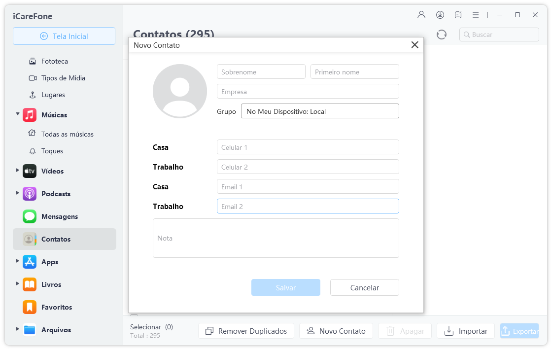 gerenciar dados do iPhone